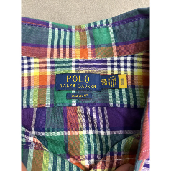 Polo Ralph Lauren Shirt Mens 2XL Purple Green Plaid Classic Fit Long Sleeve New - Picture 5 of 9